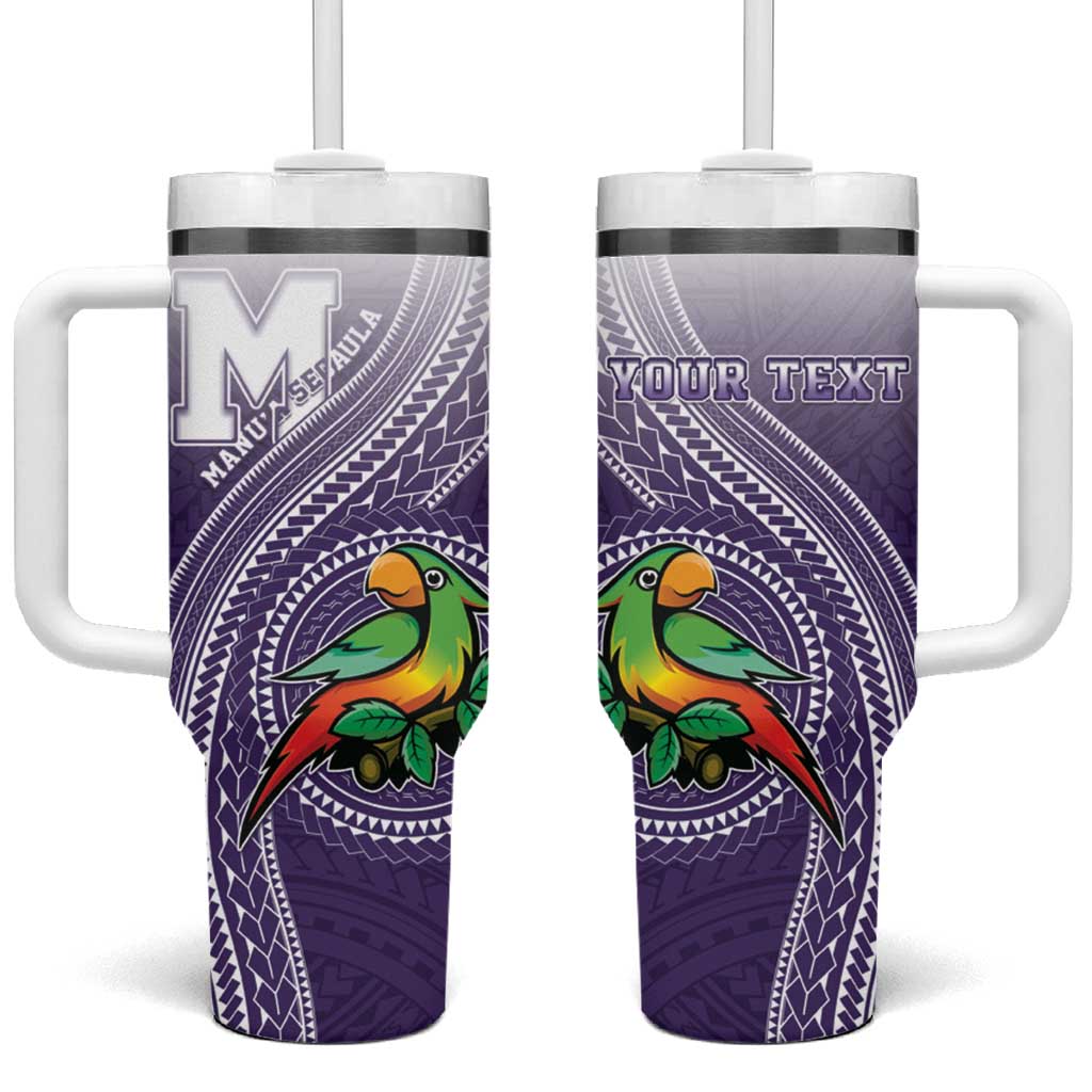 Personalized Manua High School Tumbler With Handle Polynesian Tribal Pattern