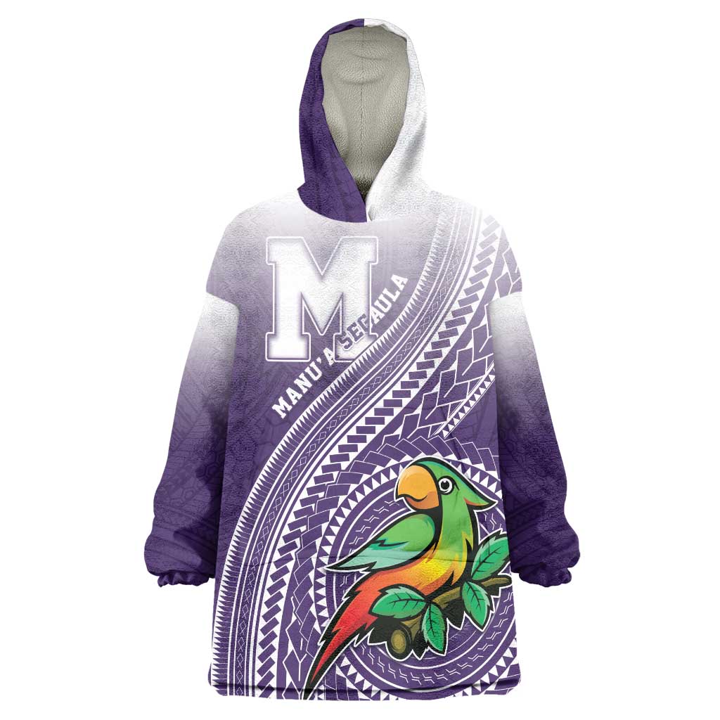 Personalized Manua High School Wearable Blanket Hoodie Polynesian Tribal Pattern LT05 One Size Purple - Polynesian Pride