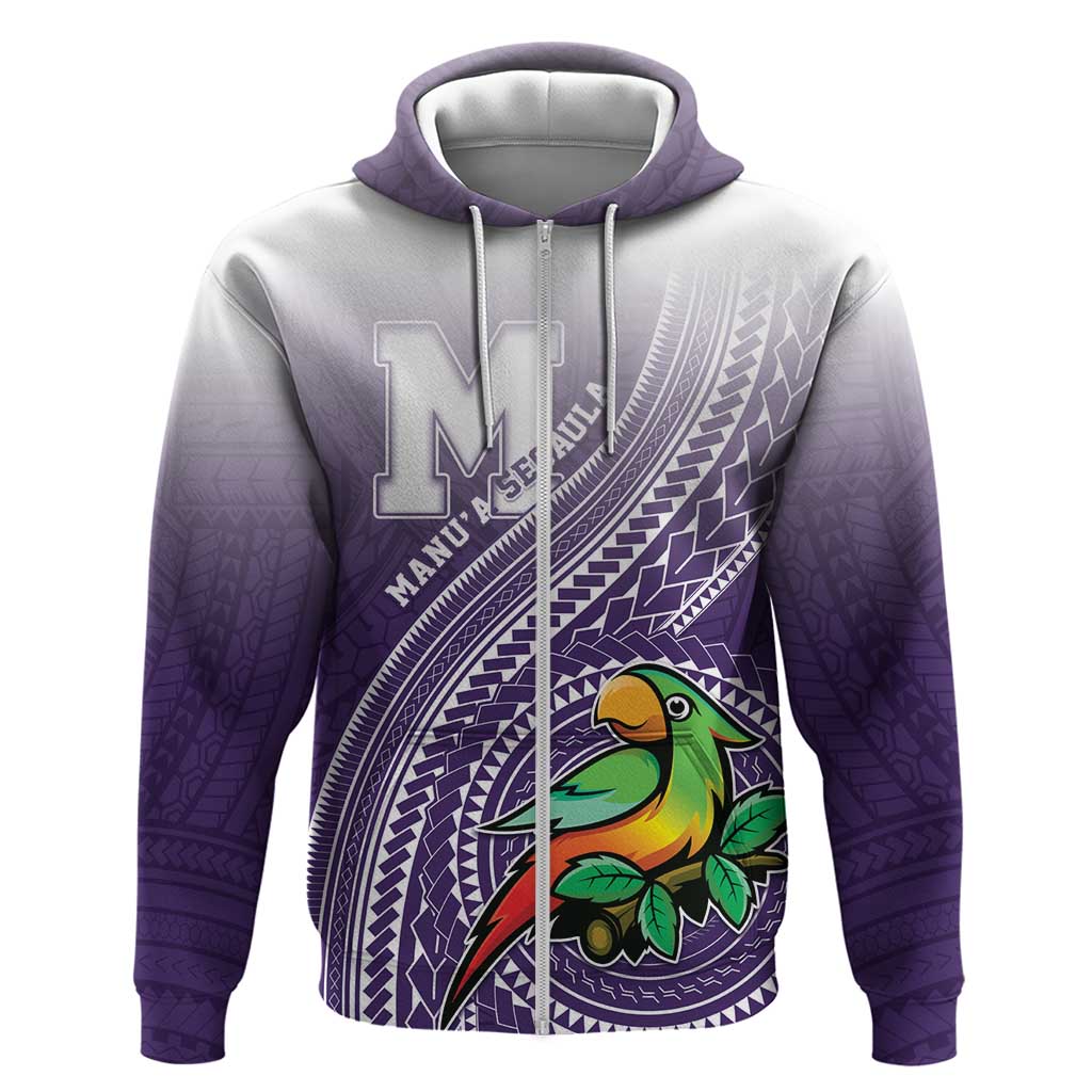 Personalized Manua High School Zip Hoodie Polynesian Tribal Pattern LT05 Zip Hoodie Purple - Polynesian Pride