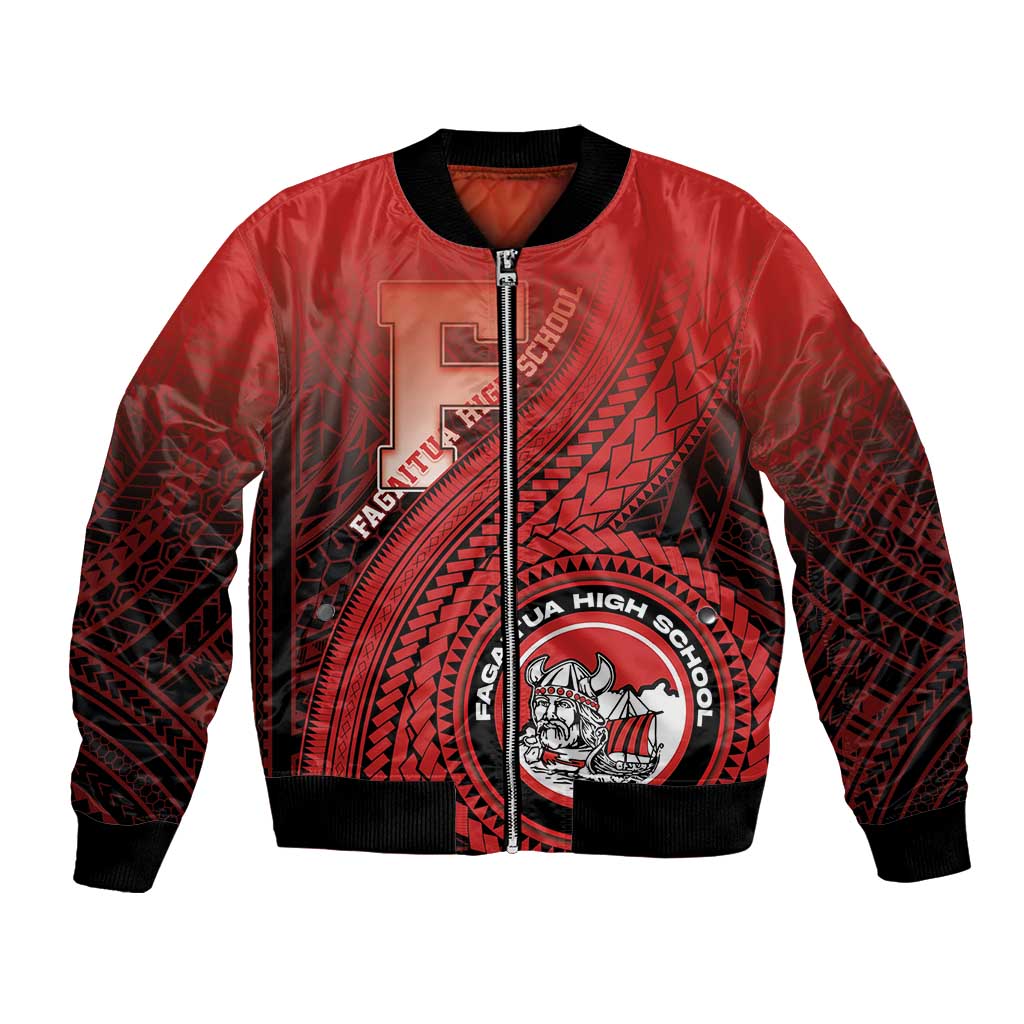 Personalized Fagaitua High School Bomber Jacket Polynesian Tribal Pattern LT05 Unisex Red - Polynesian Pride