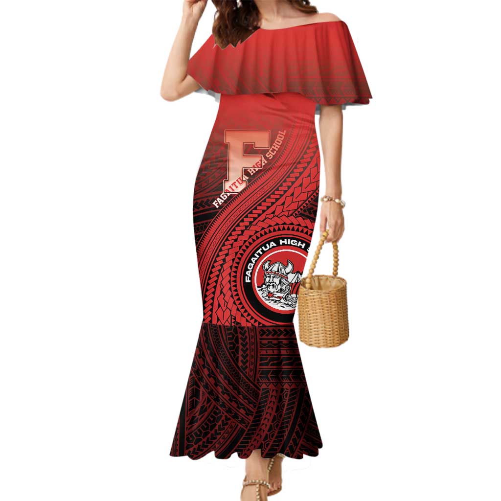 Personalized Fagaitua High School Family Matching Mermaid Dress and Hawaiian Shirt Polynesian Tribal Pattern