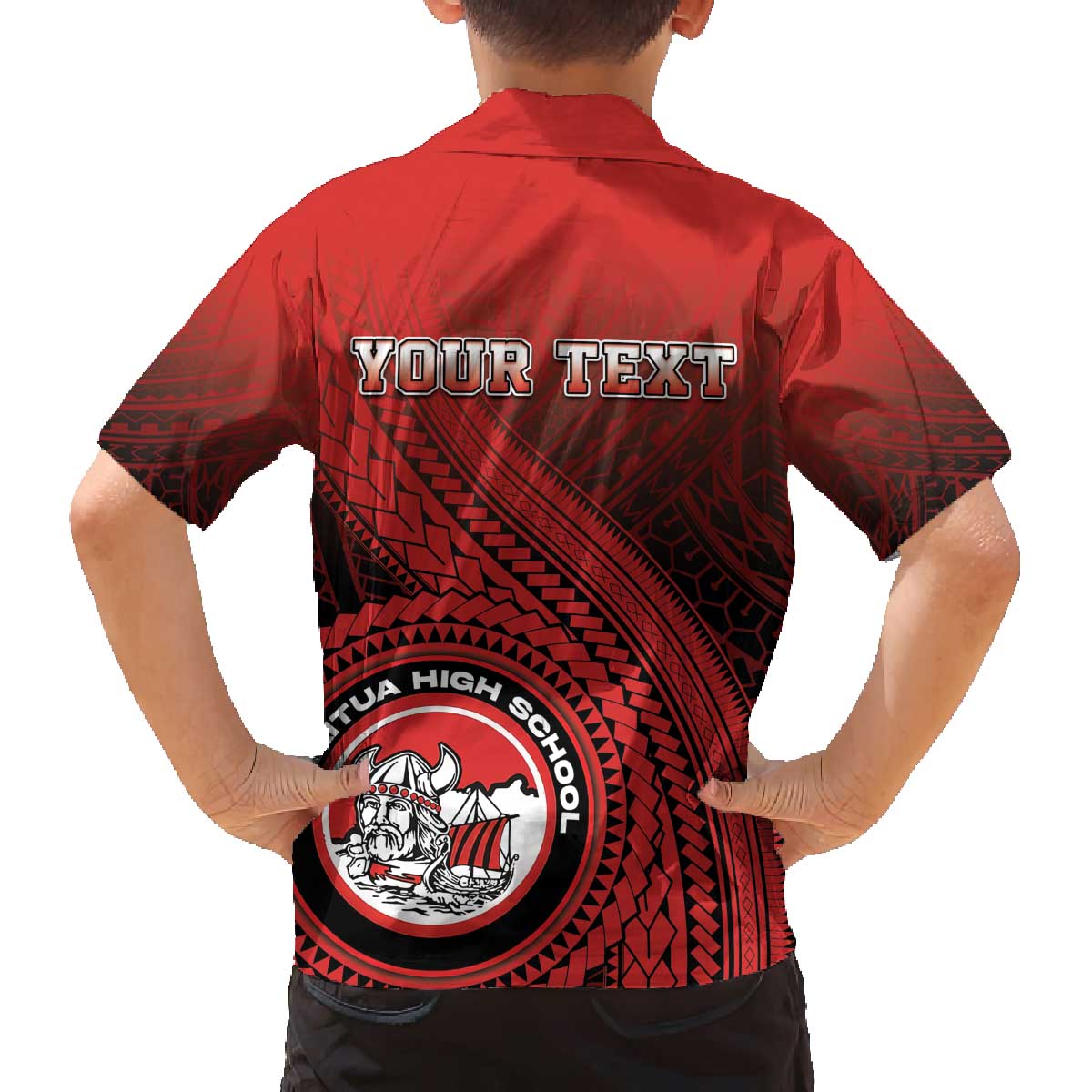 Personalized Fagaitua High School Family Matching Off The Shoulder Long Sleeve Dress and Hawaiian Shirt Polynesian Tribal Pattern