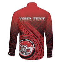 Personalized Fagaitua High School Family Matching Off The Shoulder Long Sleeve Dress and Hawaiian Shirt Polynesian Tribal Pattern