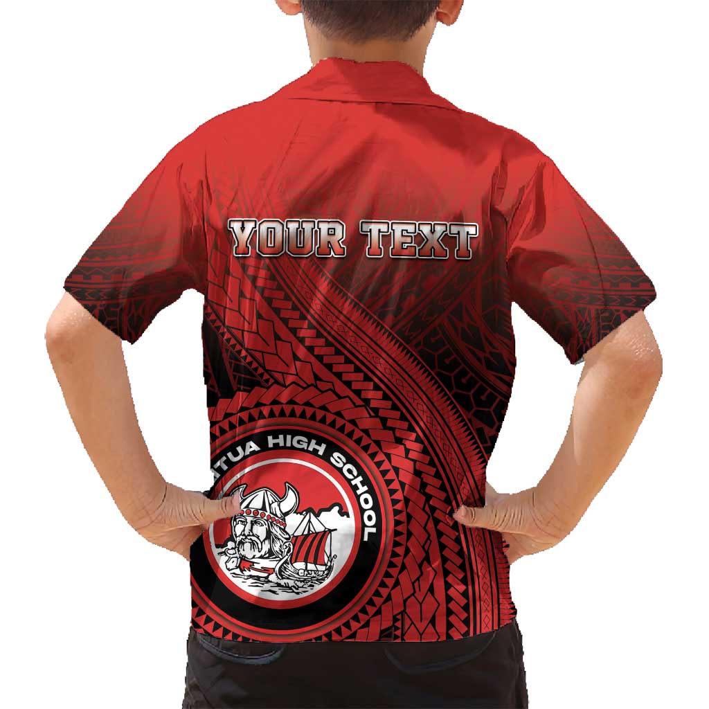 Personalized Fagaitua High School Family Matching Off Shoulder Short Dress and Hawaiian Shirt Polynesian Tribal Pattern