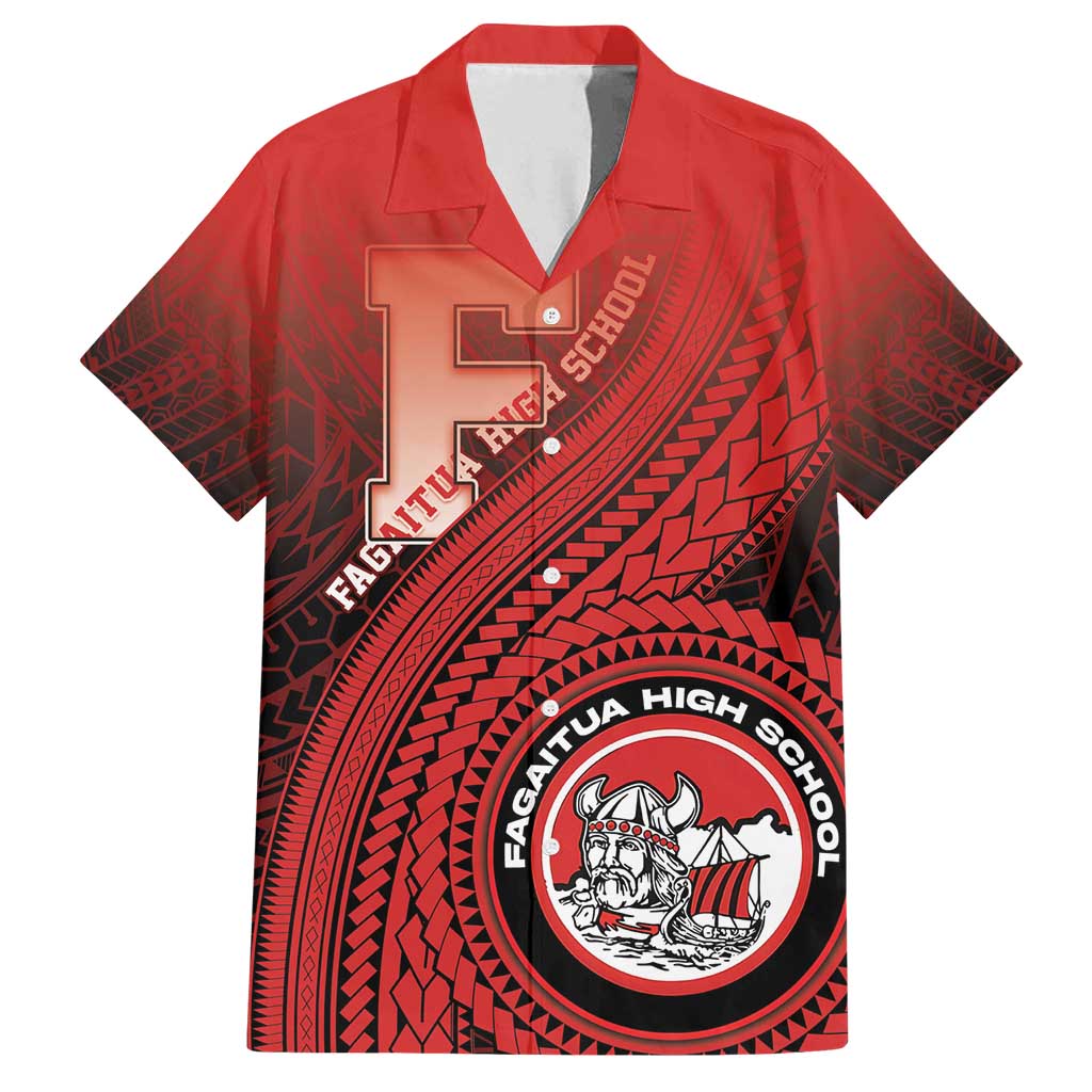 Personalized Fagaitua High School Family Matching Off Shoulder Short Dress and Hawaiian Shirt Polynesian Tribal Pattern