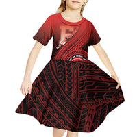 Personalized Fagaitua High School Kid Short Sleeve Dress Polynesian Tribal Pattern