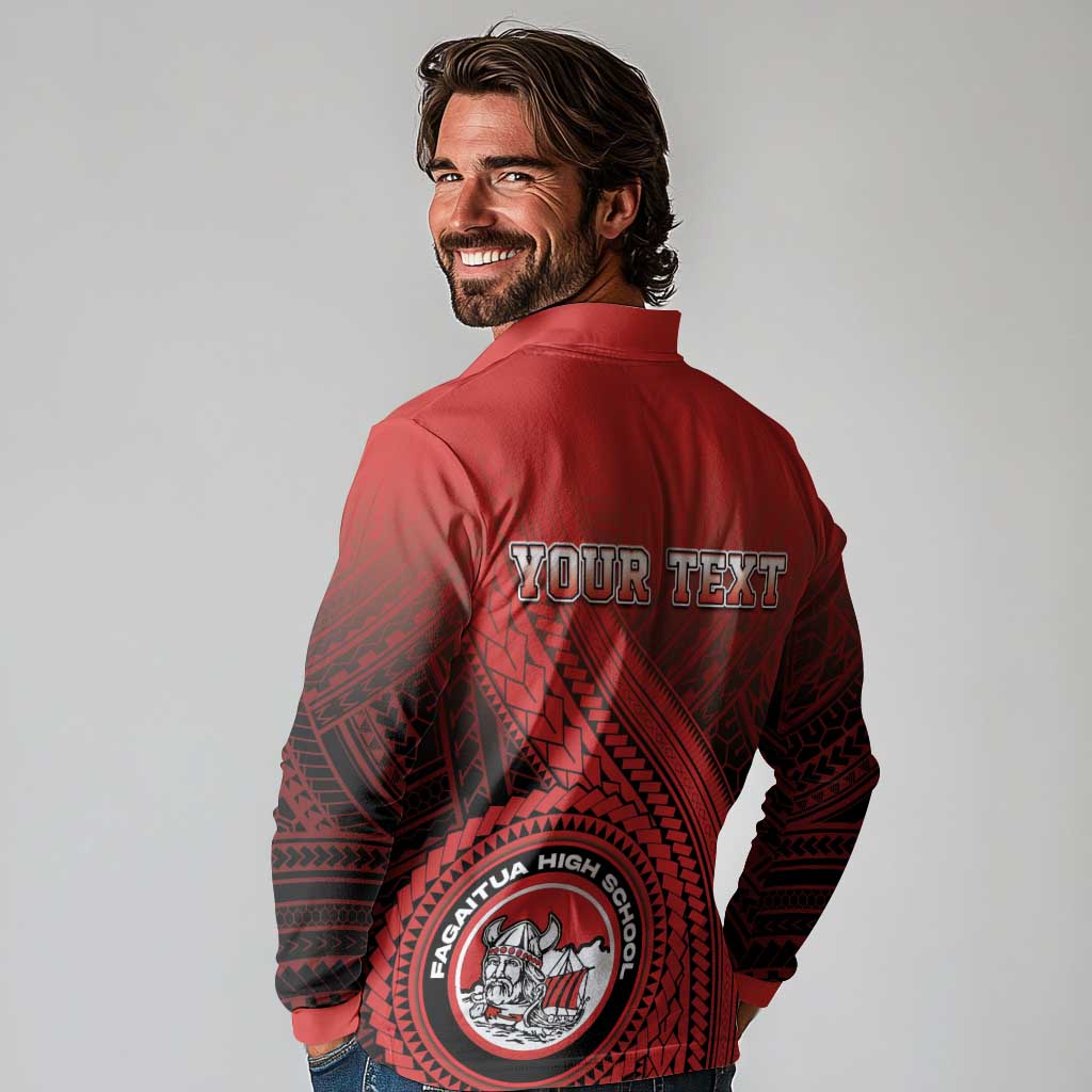 Personalized Fagaitua High School Long Sleeve Polo Shirt Polynesian Tribal Pattern LT05 - Polynesian Pride