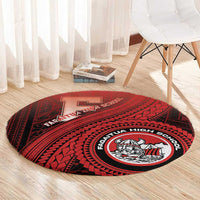 Fagaitua High School Round Carpet Polynesian Tribal Pattern
