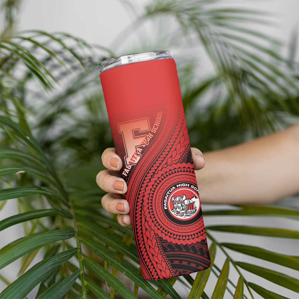 Personalized Fagaitua High School Skinny Tumbler Polynesian Tribal Pattern LT05 - Polynesian Pride
