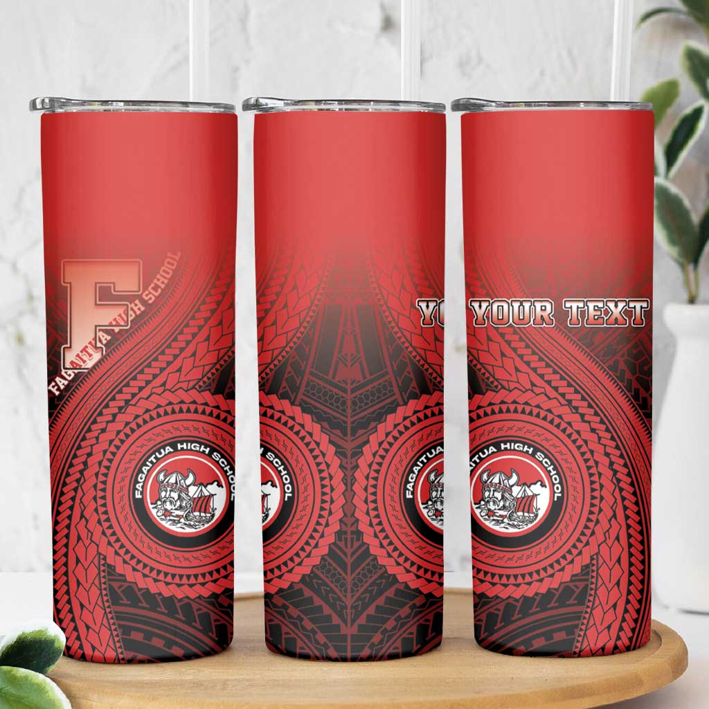 Personalized Fagaitua High School Skinny Tumbler Polynesian Tribal Pattern LT05 - Polynesian Pride