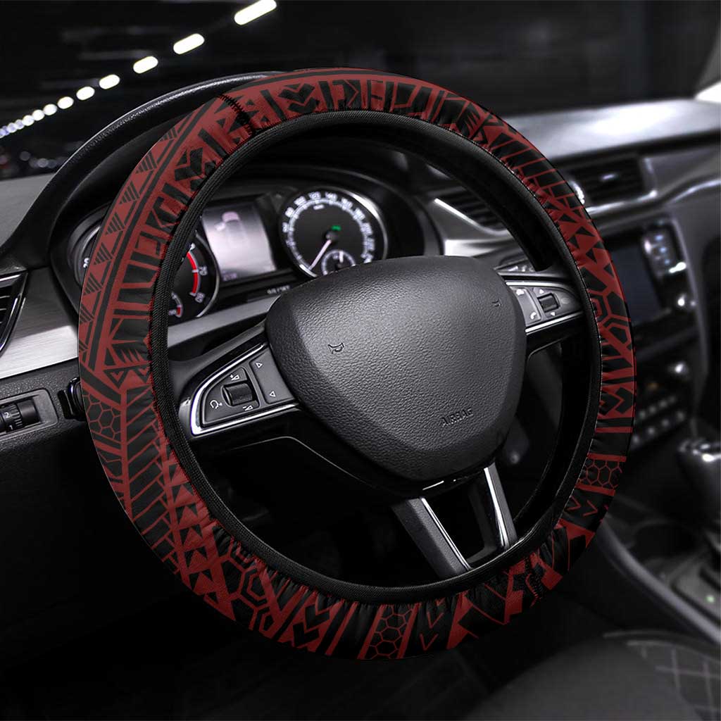 Fagaitua High School Steering Wheel Cover Polynesian Tribal Pattern
