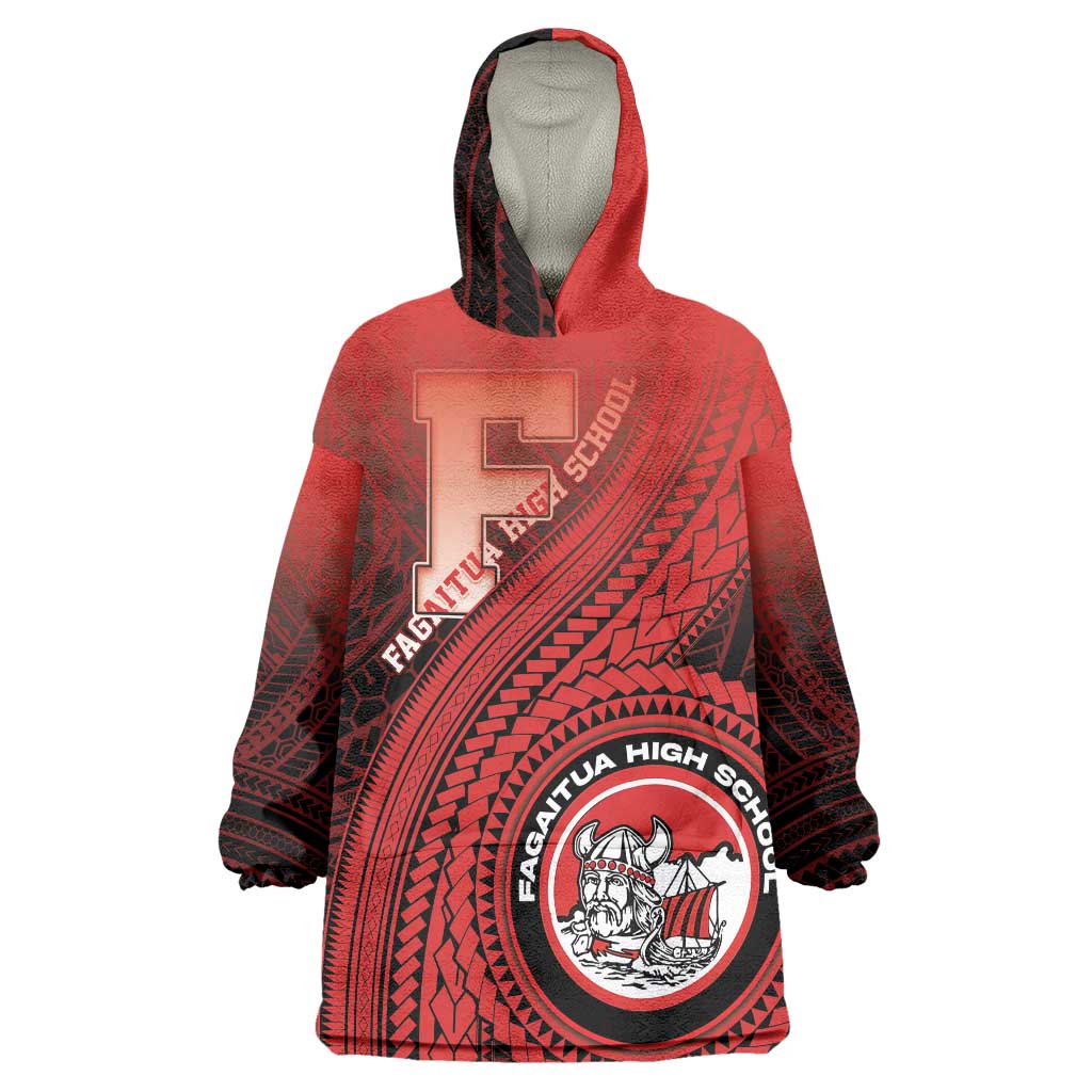 Personalized Fagaitua High School Wearable Blanket Hoodie Polynesian Tribal Pattern