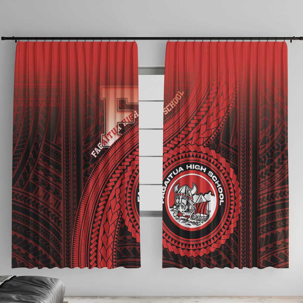 Fagaitua High School Window Curtain Polynesian Tribal Pattern LT05 With Hooks Red - Polynesian Pride