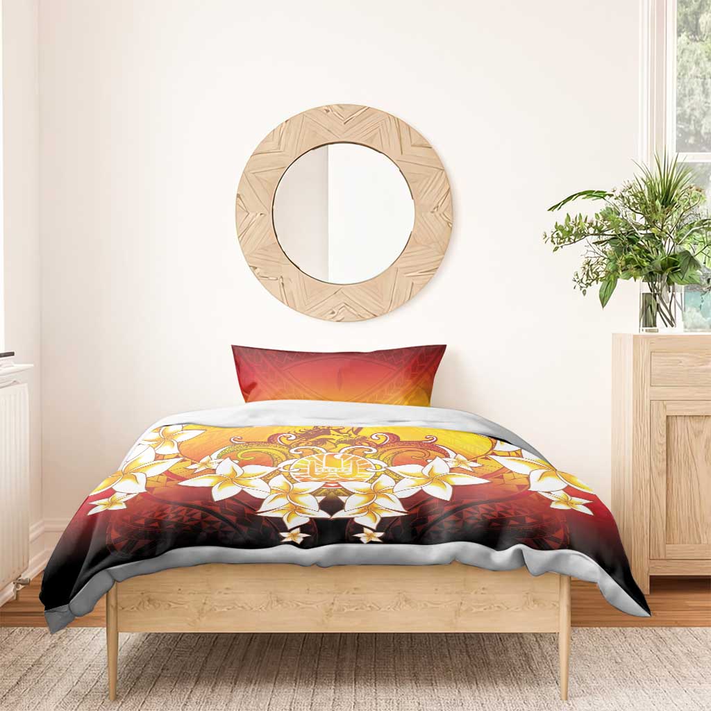 Tahiti Heiva Festival Bedding Set Tahitian Vahine Plumeria Flowers