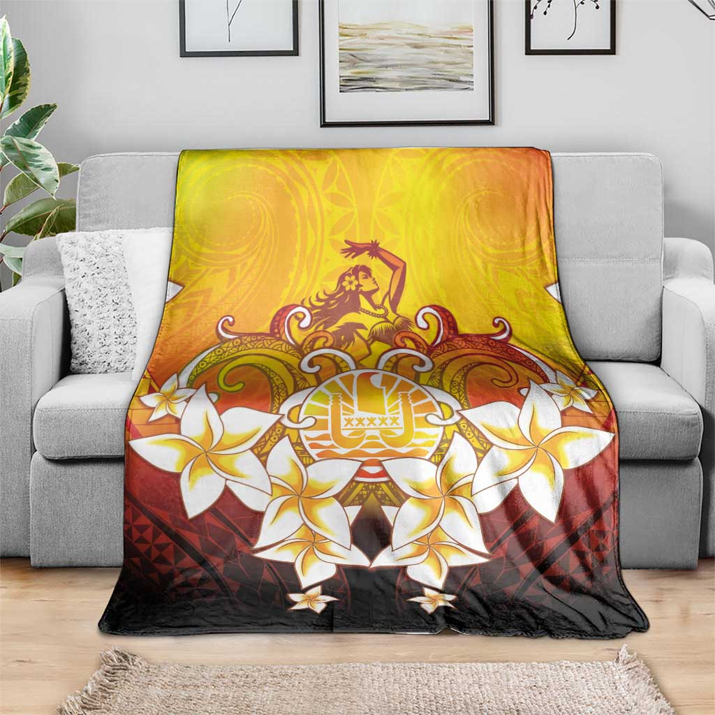 Tahiti Heiva Festival Blanket Tahitian Vahine Plumeria Flowers