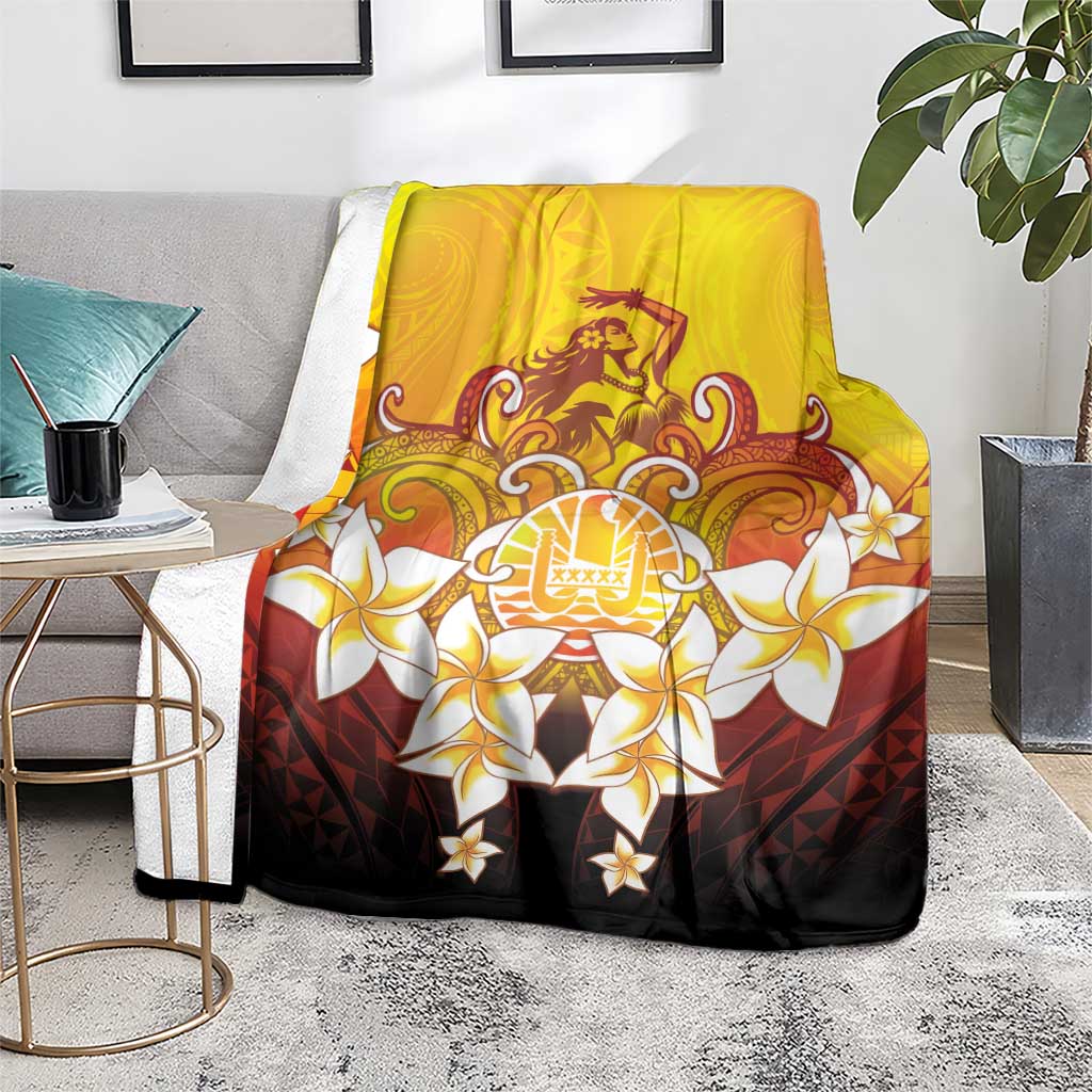 Tahiti Heiva Festival Blanket Tahitian Vahine Plumeria Flowers