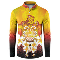 Tahiti Heiva Festival Button Sweatshirt Tahitian Vahine Plumeria Flowers