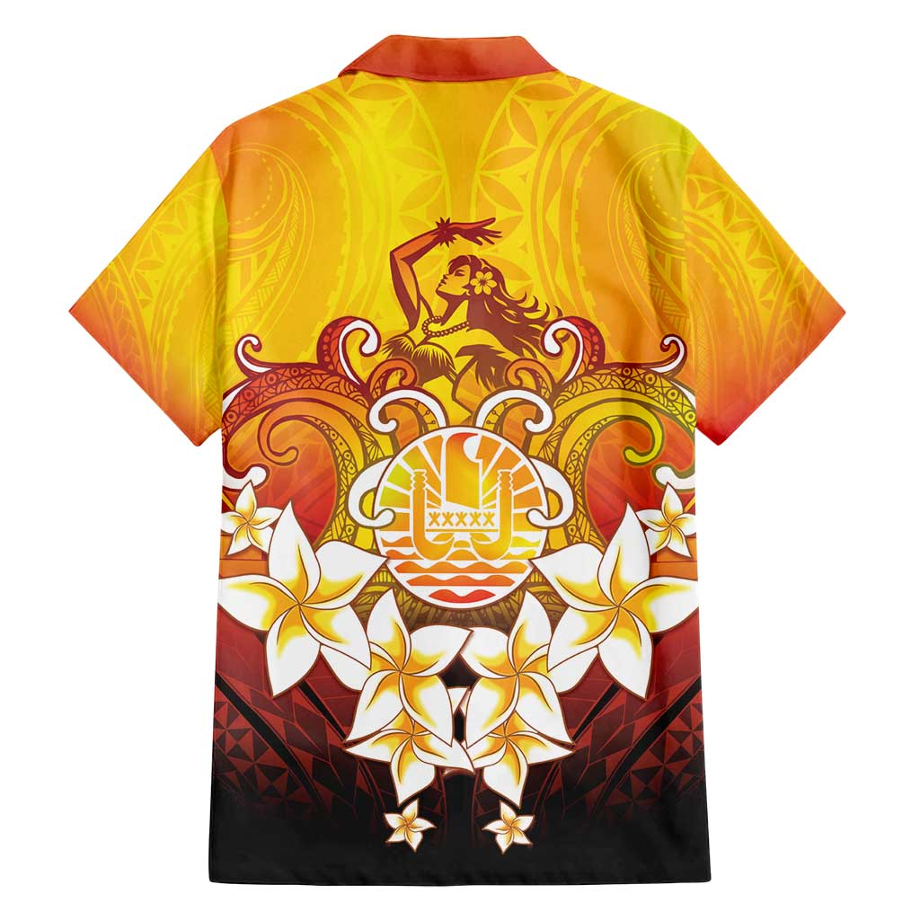 Tahiti Heiva Festival Family Matching Summer Maxi Dress and Hawaiian Shirt Tahitian Vahine Plumeria Flowers