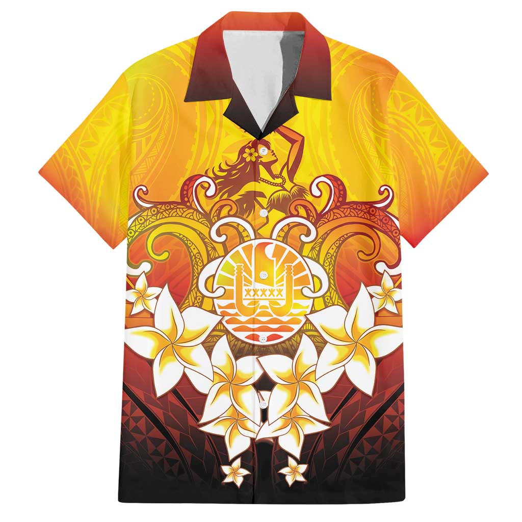 Tahiti Heiva Festival Family Matching Tank Maxi Dress and Hawaiian Shirt Tahitian Vahine Plumeria Flowers