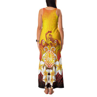 Tahiti Heiva Festival Family Matching Tank Maxi Dress and Hawaiian Shirt Tahitian Vahine Plumeria Flowers