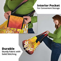 Tahiti Heiva Festival Grocery Bag Tahitian Vahine Plumeria Flowers