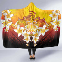 Tahiti Heiva Festival Hooded Blanket Tahitian Vahine Plumeria Flowers