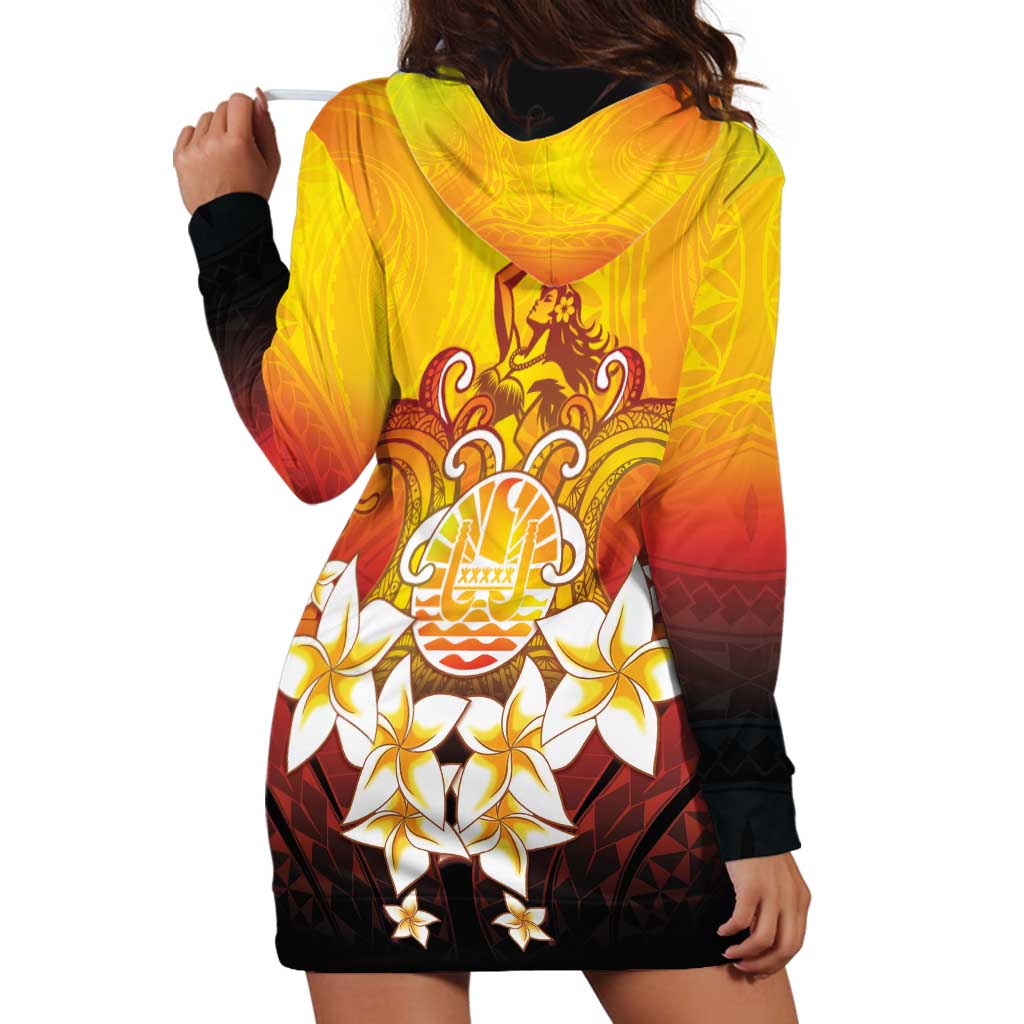 Tahiti Heiva Festival Hoodie Dress Tahitian Vahine Plumeria Flowers