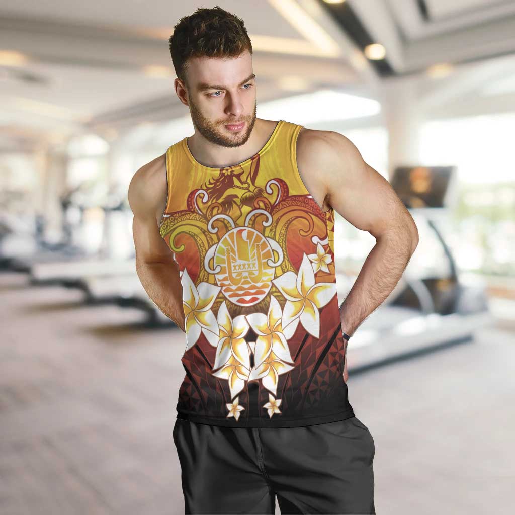 Tahiti Heiva Festival Men Tank Top Tahitian Vahine Plumeria Flowers