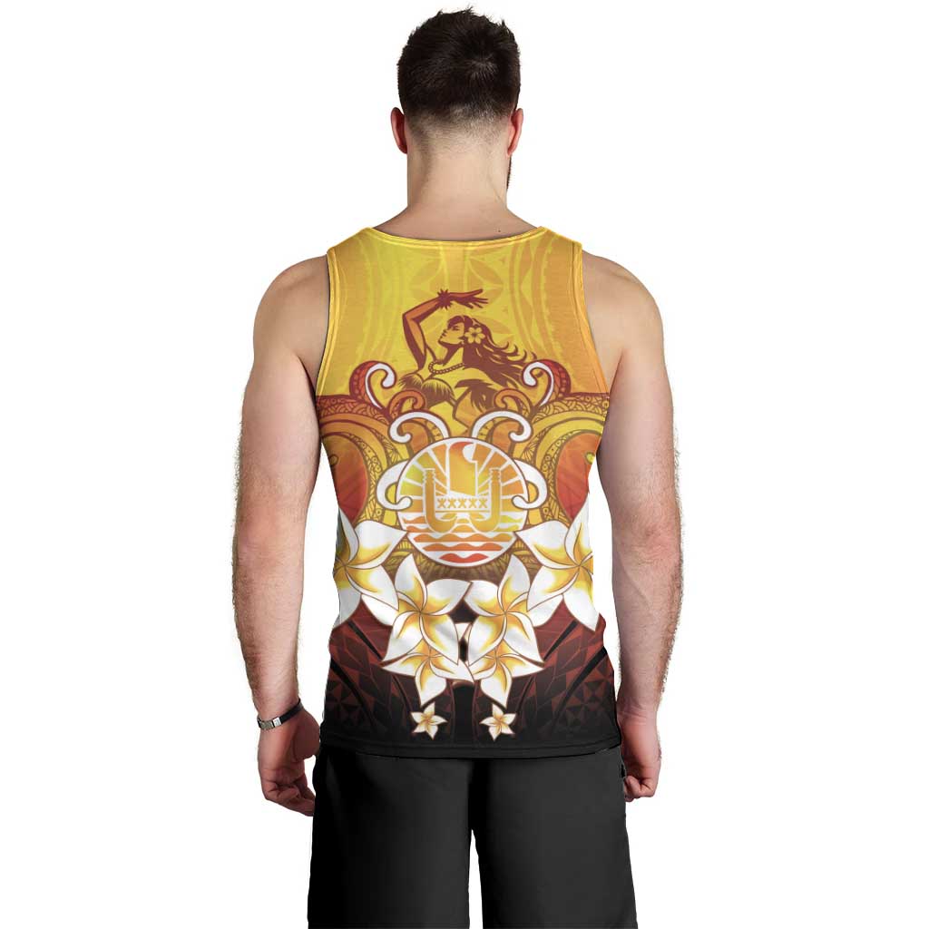 Tahiti Heiva Festival Men Tank Top Tahitian Vahine Plumeria Flowers