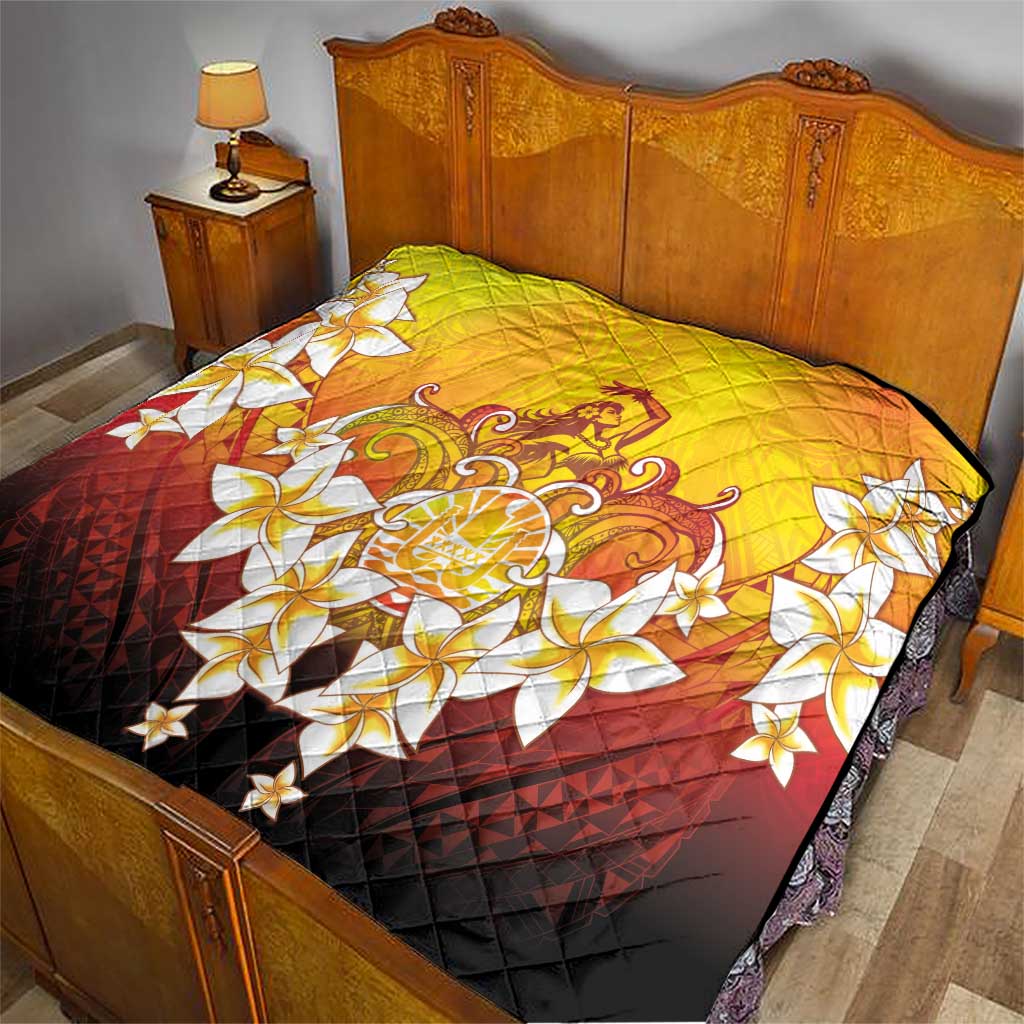 Tahiti Heiva Festival Quilt Tahitian Vahine Plumeria Flowers