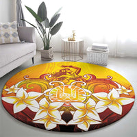 Tahiti Heiva Festival Round Carpet Tahitian Vahine Plumeria Flowers
