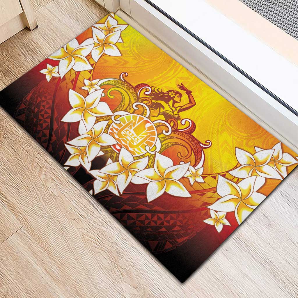 Tahiti Heiva Festival Rubber Doormat Tahitian Vahine Plumeria Flowers