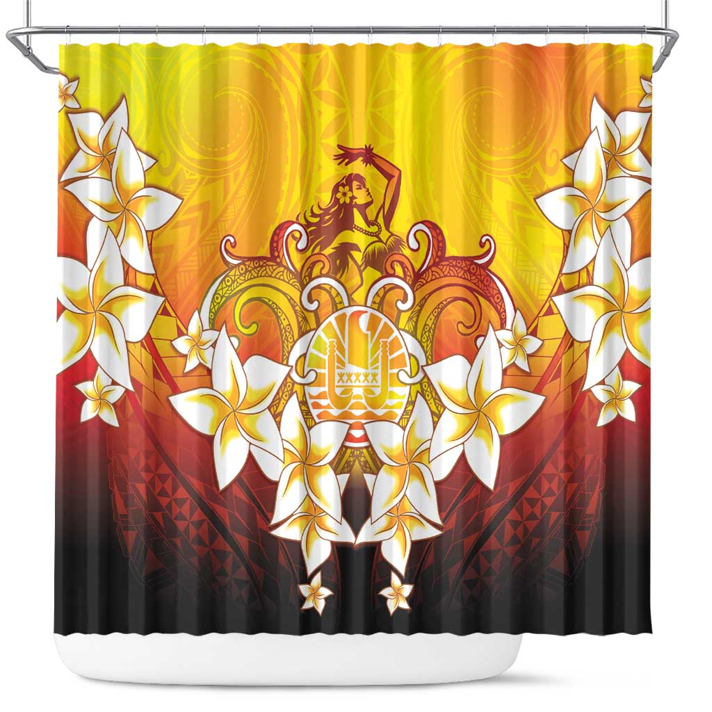 Tahiti Heiva Festival Shower Curtain Tahitian Vahine Plumeria Flowers LT05 Yellow - Polynesian Pride