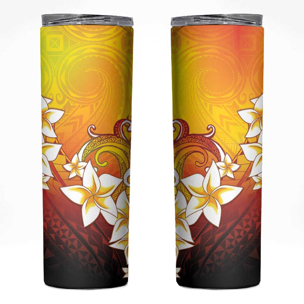 Tahiti Heiva Festival Skinny Tumbler Tahitian Vahine Plumeria Flowers