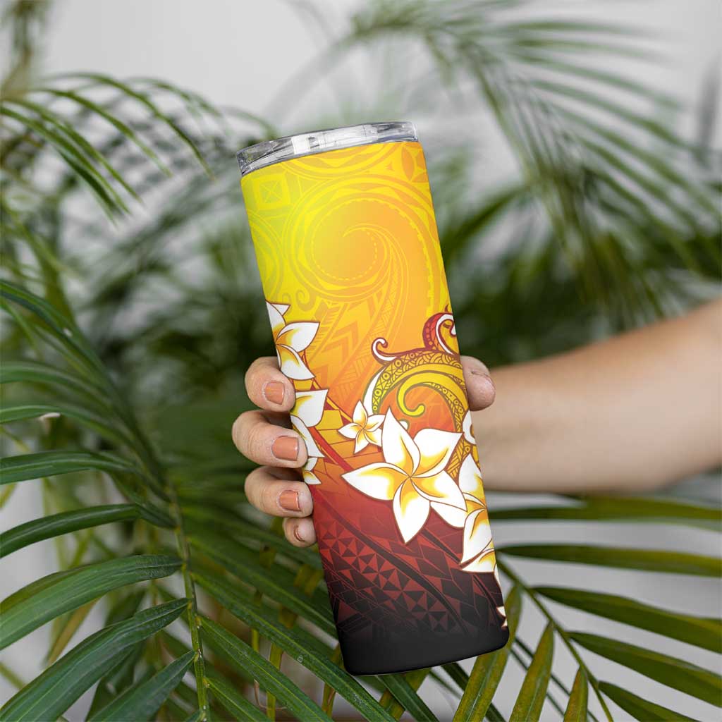 Tahiti Heiva Festival Skinny Tumbler Tahitian Vahine Plumeria Flowers