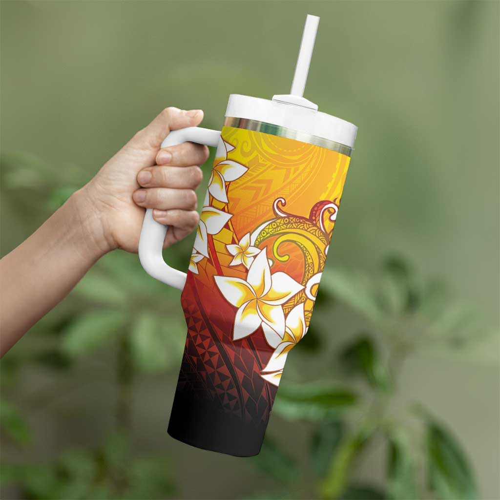 Tahiti Heiva Festival Tumbler With Handle Tahitian Vahine Plumeria Flowers