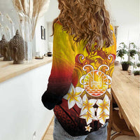 Tahiti Heiva Festival Women Casual Shirt Tahitian Vahine Plumeria Flowers