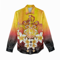 Tahiti Heiva Festival Women Casual Shirt Tahitian Vahine Plumeria Flowers