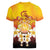 Tahiti Heiva Festival Women V-Neck T-Shirt Tahitian Vahine Plumeria Flowers