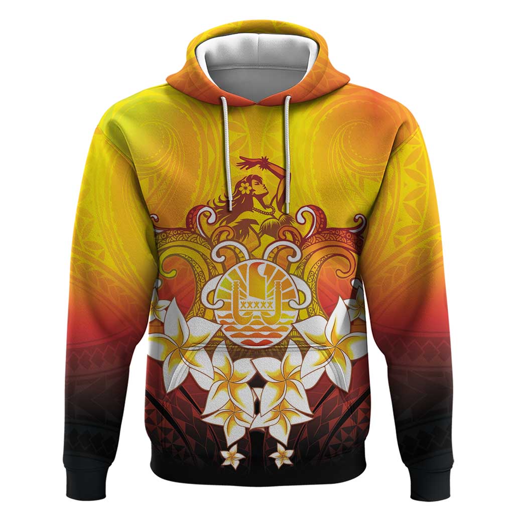 Tahiti Heiva Festival Zip Hoodie Tahitian Vahine Plumeria Flowers