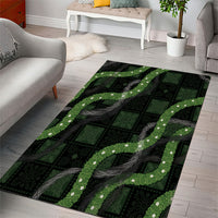 Hawaiian Quilt Area Rug Pele Hair Hinahina Lei Black Version