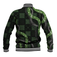 Hawaiian Quilt Baseball Jacket Pele Hair Hinahina Lei Black Version