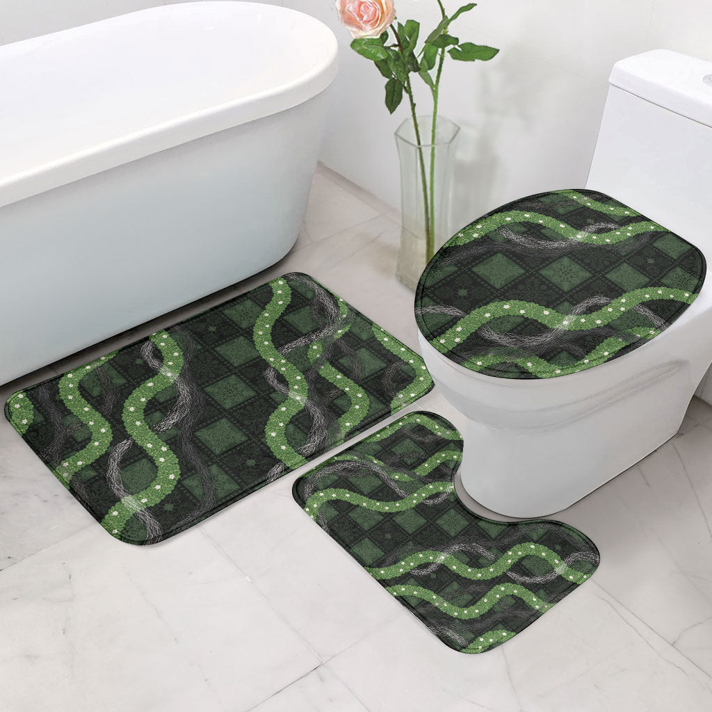 Hawaiian Quilt Bathroom Set Pele Hair Hinahina Lei Black Version