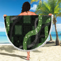 Hawaiian Quilt Beach Blanket Pele Hair Hinahina Lei Black Version