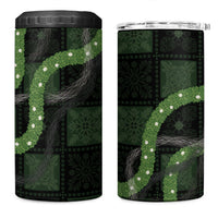 Hawaiian Quilt 4 in 1 Can Cooler Tumbler Pele Hair Hinahina Lei Black Version