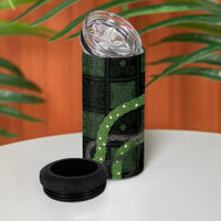 Hawaiian Quilt 4 in 1 Can Cooler Tumbler Pele Hair Hinahina Lei Black Version