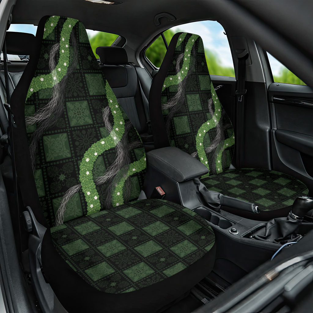 Hawaiian Quilt Car Seat Cover Pele Hair Hinahina Lei Black Version