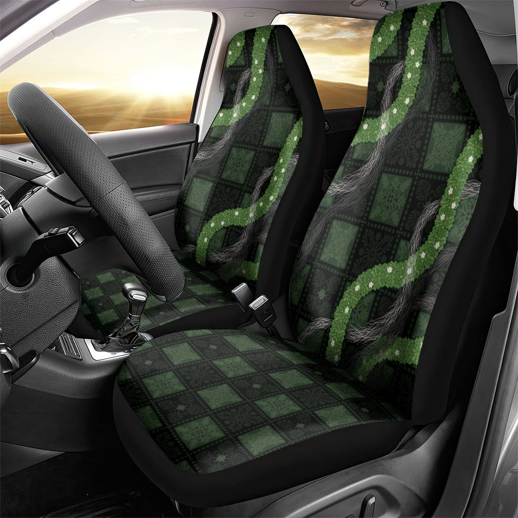 Hawaiian Quilt Car Seat Cover Pele Hair Hinahina Lei Black Version