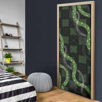 Hawaiian Quilt Door Cover Pele Hair Hinahina Lei Black Version