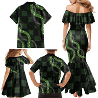 Hawaiian Quilt Family Matching Mermaid Dress and Hawaiian Shirt Pele Hair Hinahina Lei Black Version